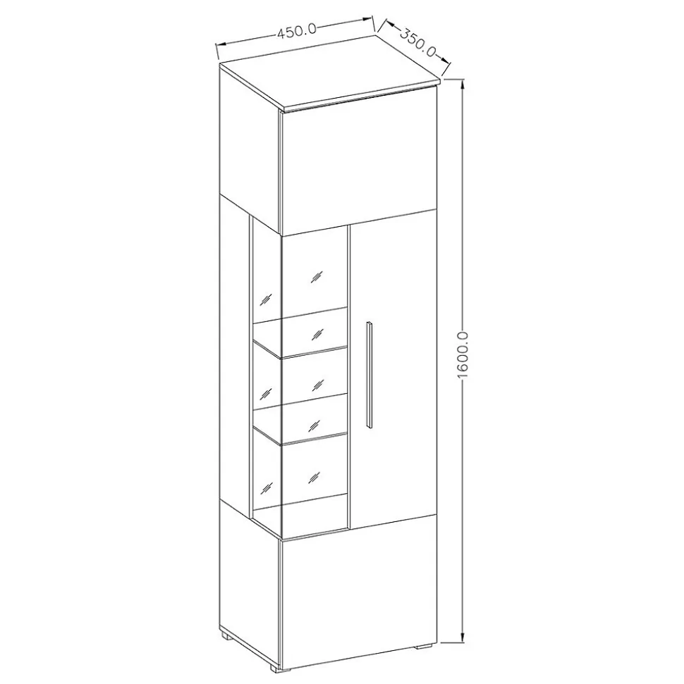 Vitrine haute design avec éclairage multicolore collection BOMBAY, coloris gris effet ardoise