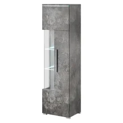 Vitrine haute design avec éclairage multicolore collection BOMBAY, coloris gris effet ardoise