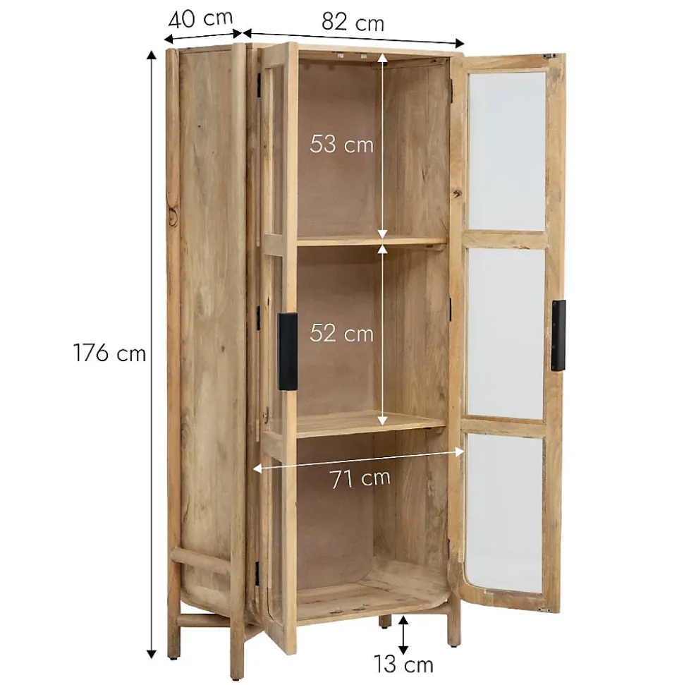 Vitrine haute en bois de manguier Nova