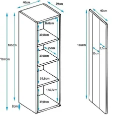 Vitrine LED contemporaine - Blanc brillant - 1 porte - 4 compart. - 40x167x29 cm
