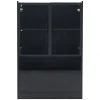 Vitrine LED Salon avec Portes en Verre et Abattante - 16 Couleurs, MDF + Verre Trempé, Noir, 80x35x120 cm