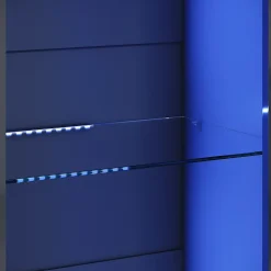 Vitrine LED Sirhona Noir 1720 x 550 x 350 mm Meuble de rangement avec un tiroir de grande capacité, 3 compartiments en verre