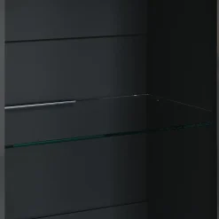 Vitrine LED Sirhona Noir 1720 x 550 x 350 mm Meuble de rangement avec un tiroir de grande capacité, 3 compartiments en verre