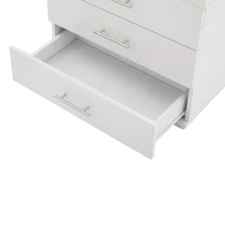 Vitrine Moderne avec 3 Tiroirs et Éclairage LED Intégré - Meuble de Salon Haut Brillant en MDF et Acrylique, Blanc, 60x35x180 cm