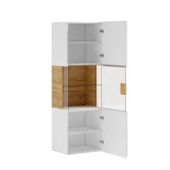 Vitrine murale 1 porte avec LED Jules Blanc et Bois