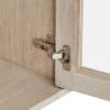 Vitrine murale Nyborg avec 3 portes et 3 niches - Chêne massif et MDF - Naturel
