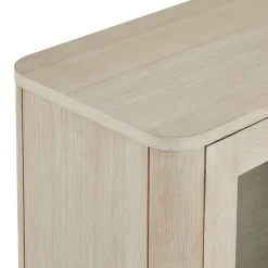 Vitrine murale Nyborg avec 3 portes et 3 niches - Chêne massif et MDF - Naturel