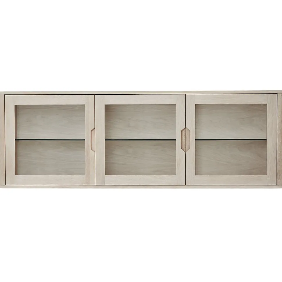 Vitrine murale Nyborg avec 3 portes et 3 niches - Chêne massif et MDF - Naturel