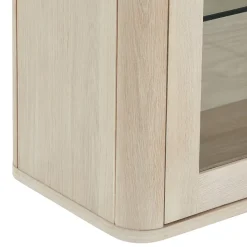 Vitrine murale Nyborg avec 3 portes et 3 niches - Chêne massif et MDF - Naturel