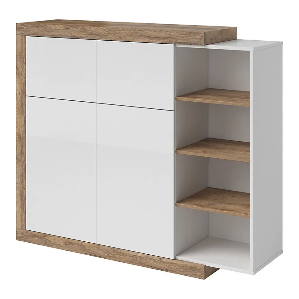 Vitrine petit modèle SINATRA Chene et blanc brillant