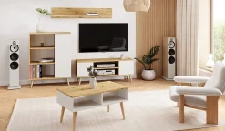 Vitrine Pieds en bois Fondi Chêne artisanal blanc