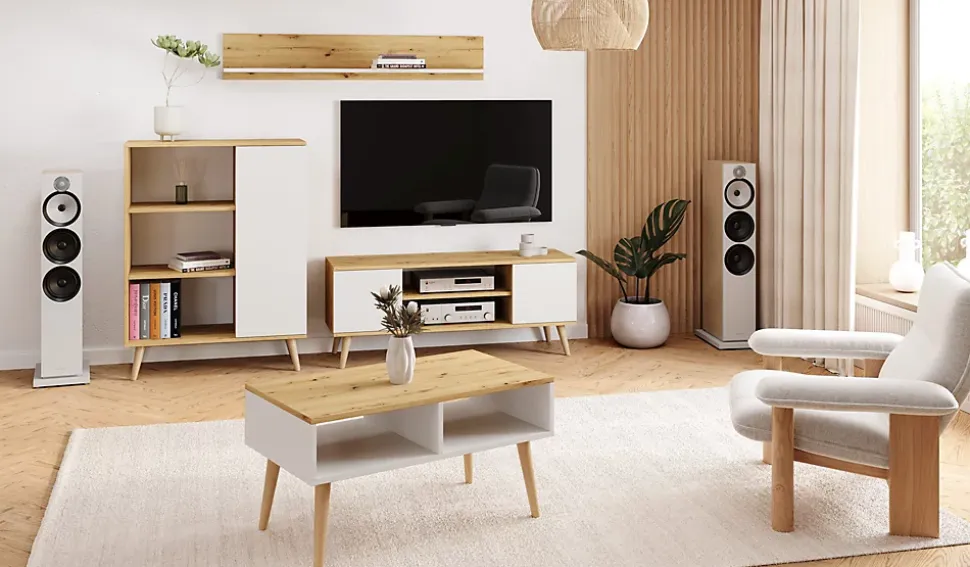 Vitrine Pieds en bois Fondi Chêne artisanal blanc