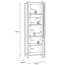 Vitrine réversible 194 cm 2 portes décor bois de chêne et noir - MODE