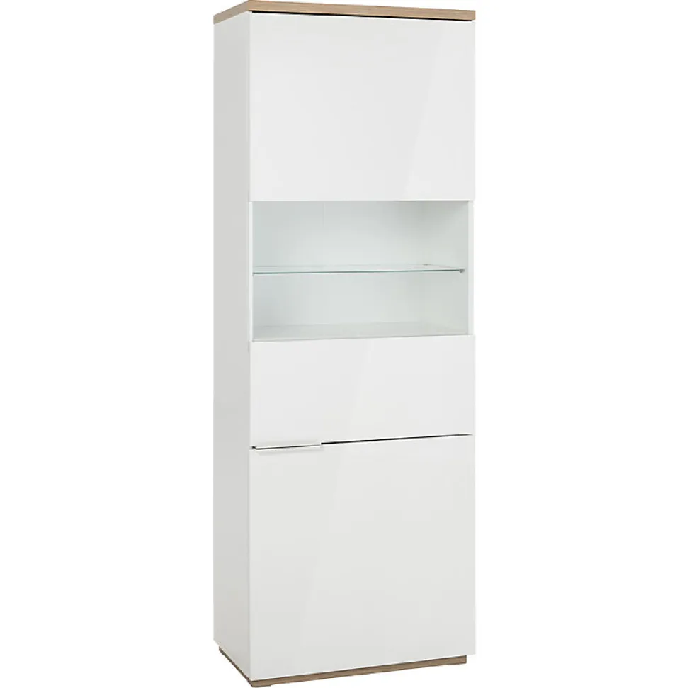 Vitrine réversible décor chêne texturé et blanc laqué - VERONICA