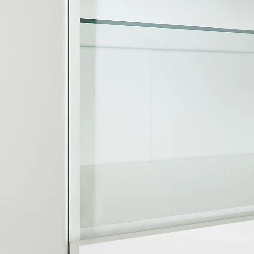 Vitrine réversible décor chêne texturé et blanc laqué - VERONICA
