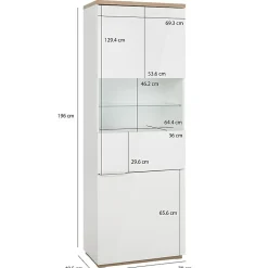 Vitrine réversible décor chêne texturé et blanc laqué - VERONICA