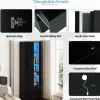 Vitrine sur Pied avec LED, Meuble de Salon à Rangement Fermé Anti-Poussière en Panneau de Particules - 59,5x35x182 cm - Noir