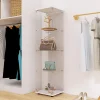 Vitrine sur pied en verre, 4 couches, 1 porte, 42x36x164cm, pour salon, chambre à coucher, bureau, Blanc