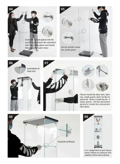Vitrine sur pied en verre, 4 couches, 1 porte, 42x36x164cm, pour salon, chambre à coucher, bureau, Blanc