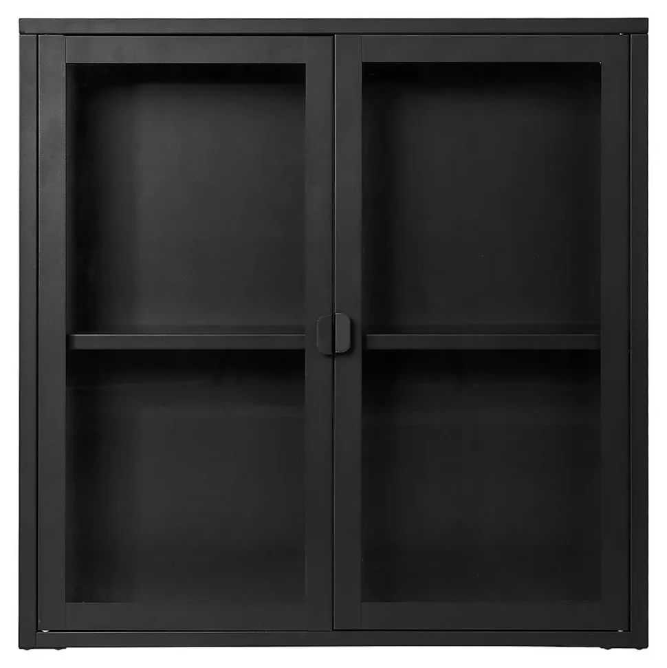 Vitrine Suspendue Brisbane, Noir, Métal, 80x18x80 cm, Seven Design