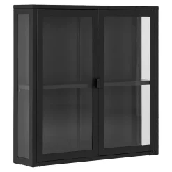 Vitrine Suspendue Brisbane, Noir, Métal, 80x18x80 cm, Seven Design