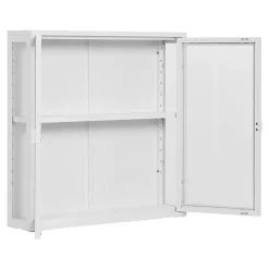 Vitrine Suspendue Brisbane en Acier Blanc avec 2 Portes Vitrées - Dimensions 80x18x80 cm