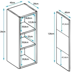 Vitrine Verticale Armoire LED - LUKE V3 - Sonoma et Blanc Finition brillante - 1 porte 3 compartiments