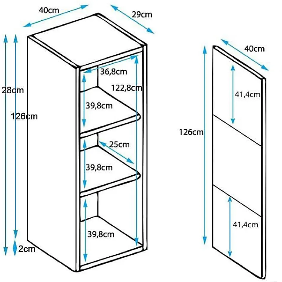 Vitrine verticale contemporaine - Noir brillant - 1 porte - LED - 40 x 29 x 128 cm
