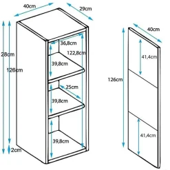 Vitrine verticale design - Noir & blanc brillant - LED - 1 porte 3 compartiments - 40x29x126 cm