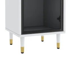 Vitrine vitrée de 170 cm de haut - Éclairage LED - 1 porte vitrée - 4 pieds - MDF+panneaux de particules - Blanc