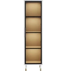 Vitrine vitrée de 170 cm de haut - Éclairage LED - 1 porte vitrée - 4 pieds - MDF+panneaux de particules - Blanc