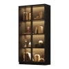 Vitrine 80x40x160 cm - Portes Verre et Cadre Aluminium, Lamelles Réglables, LED Contrôlable par App - Panneau de Particules - Noir