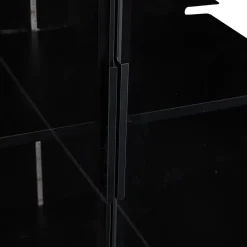 Vitrine 80x40x160 cm - Portes Verre et Cadre Aluminium, Lamelles Réglables, LED Contrôlable par App - Panneau de Particules - Noir