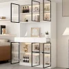 Vitrine 120x36x200cm - avec éclairage LED - avec 6 portes - portes vitrées - avec 3 tiroirs - blanc