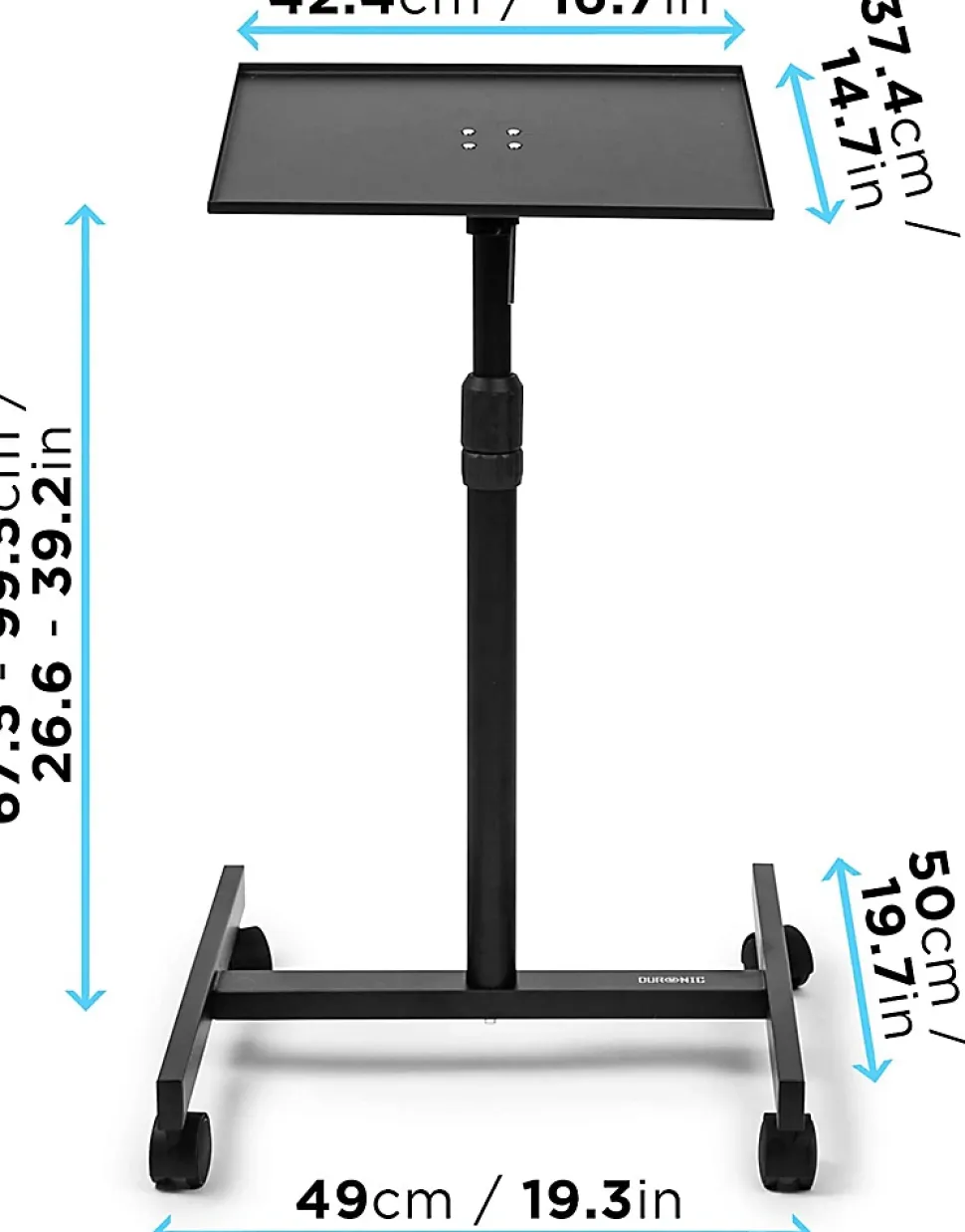 WPS20 Support pour vidéoprojecteur à roulettes Hauteur ajustable de 67 à 99 cm Charge max 10 kg Sangles de sécurité Duronic