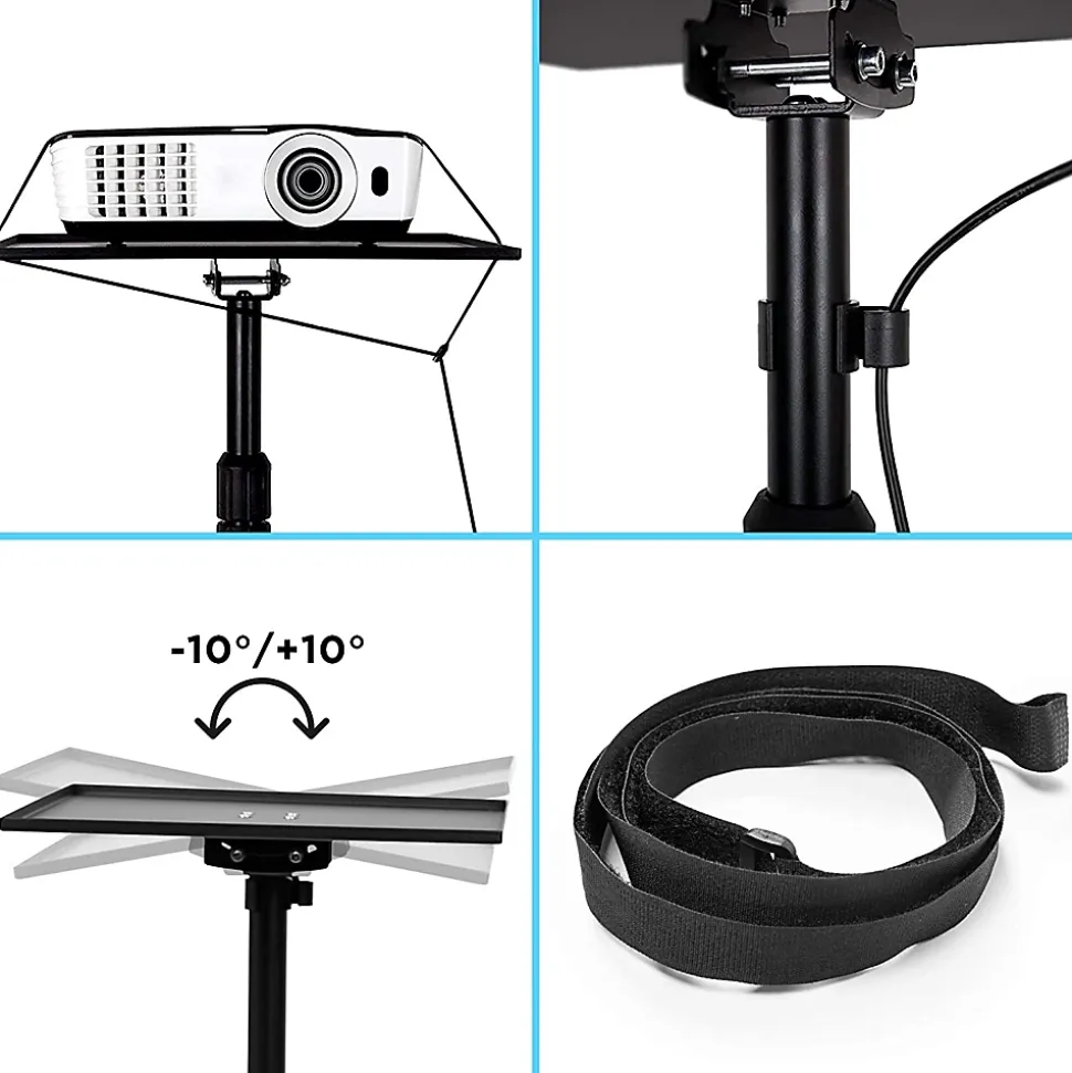 WPS20 Support pour vidéoprojecteur à roulettes Hauteur ajustable de 67 à 99 cm Charge max 10 kg Sangles de sécurité Duronic